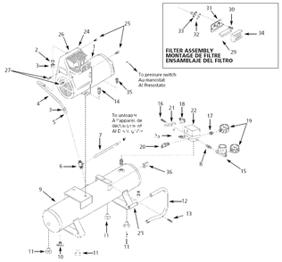 Air-Compressor Parts Diagram and Parts List for WL505003  Campbell Hausfeld Compressor
